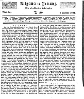 Allgemeine Zeitung Dienstag 8. Juli 1834