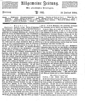 Allgemeine Zeitung Freitag 11. Juli 1834