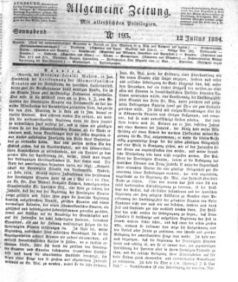 Allgemeine Zeitung Samstag 12. Juli 1834