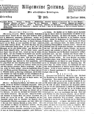 Allgemeine Zeitung Dienstag 22. Juli 1834