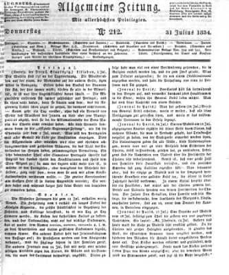Allgemeine Zeitung Donnerstag 31. Juli 1834