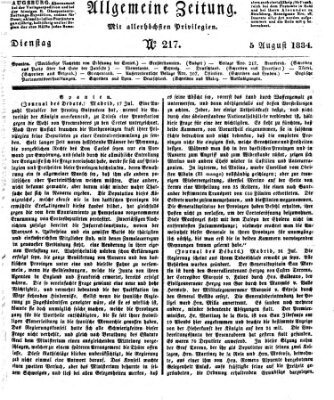 Allgemeine Zeitung Dienstag 5. August 1834