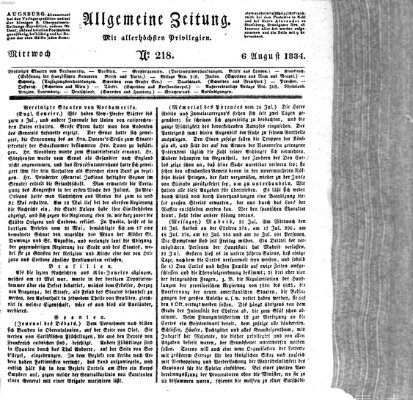 Allgemeine Zeitung Mittwoch 6. August 1834