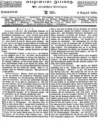 Allgemeine Zeitung Samstag 9. August 1834