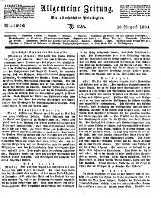 Allgemeine Zeitung Mittwoch 13. August 1834