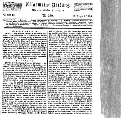 Allgemeine Zeitung Montag 18. August 1834