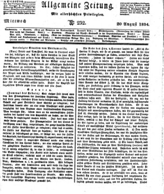 Allgemeine Zeitung Mittwoch 20. August 1834