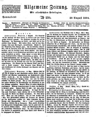 Allgemeine Zeitung Samstag 23. August 1834