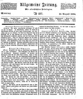 Allgemeine Zeitung Montag 25. August 1834