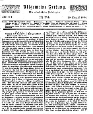 Allgemeine Zeitung Freitag 29. August 1834