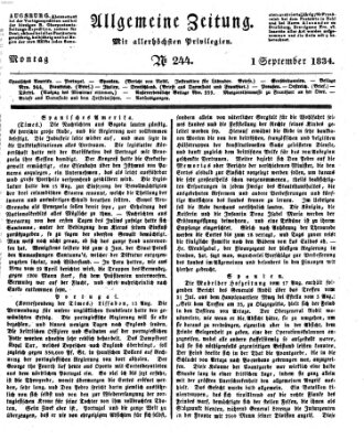 Allgemeine Zeitung Montag 1. September 1834