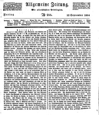 Allgemeine Zeitung Freitag 12. September 1834