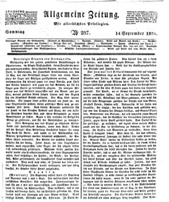 Allgemeine Zeitung Sonntag 14. September 1834