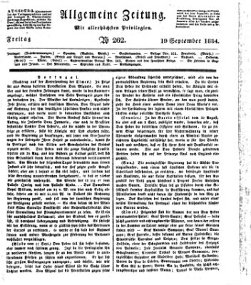 Allgemeine Zeitung Freitag 19. September 1834