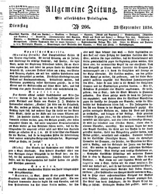 Allgemeine Zeitung Dienstag 23. September 1834