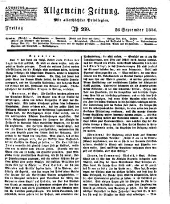 Allgemeine Zeitung Freitag 26. September 1834