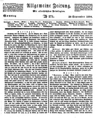 Allgemeine Zeitung Sonntag 28. September 1834