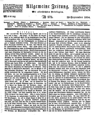 Allgemeine Zeitung Montag 29. September 1834