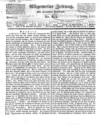 Allgemeine Zeitung Sonntag 1. Oktober 1837