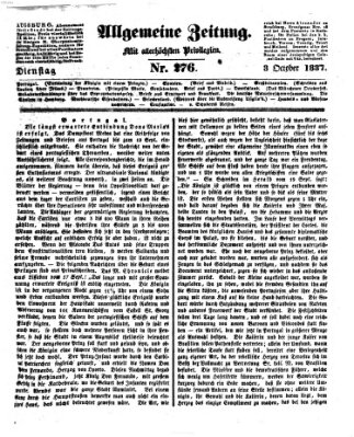 Allgemeine Zeitung Dienstag 3. Oktober 1837