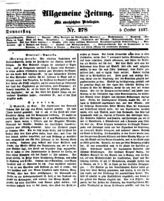 Allgemeine Zeitung Donnerstag 5. Oktober 1837