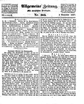 Allgemeine Zeitung Mittwoch 1. November 1837