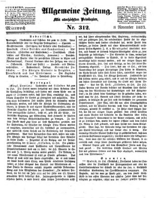 Allgemeine Zeitung Mittwoch 8. November 1837