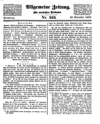 Allgemeine Zeitung Sonntag 19. November 1837