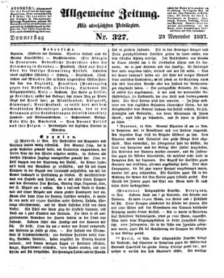 Allgemeine Zeitung Donnerstag 23. November 1837