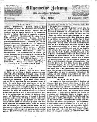 Allgemeine Zeitung Sonntag 26. November 1837