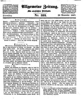 Allgemeine Zeitung Dienstag 28. November 1837