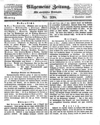 Allgemeine Zeitung Montag 4. Dezember 1837