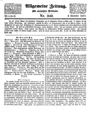 Allgemeine Zeitung Mittwoch 6. Dezember 1837