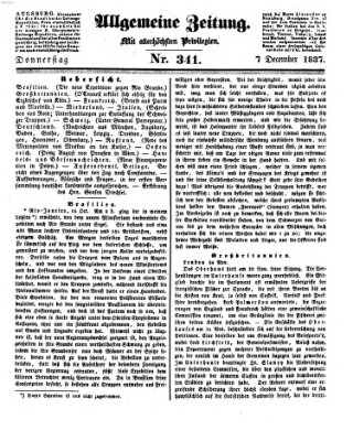 Allgemeine Zeitung Donnerstag 7. Dezember 1837