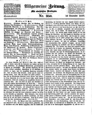 Allgemeine Zeitung Samstag 16. Dezember 1837