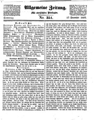 Allgemeine Zeitung Sonntag 17. Dezember 1837