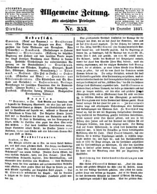 Allgemeine Zeitung Dienstag 19. Dezember 1837