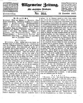 Allgemeine Zeitung Donnerstag 21. Dezember 1837