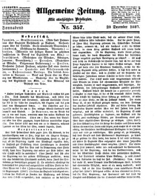 Allgemeine Zeitung Samstag 23. Dezember 1837