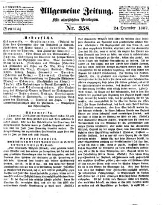 Allgemeine Zeitung Sonntag 24. Dezember 1837