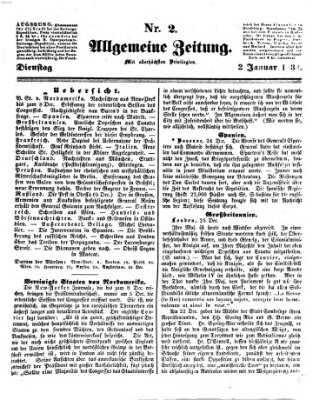 Allgemeine Zeitung Dienstag 2. Januar 1838