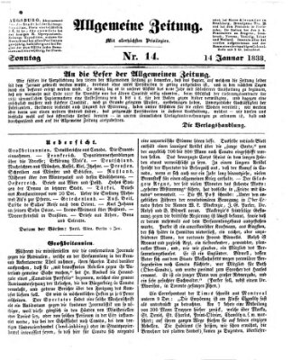 Allgemeine Zeitung Sonntag 14. Januar 1838