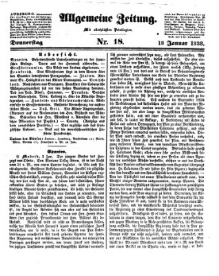 Allgemeine Zeitung Donnerstag 18. Januar 1838