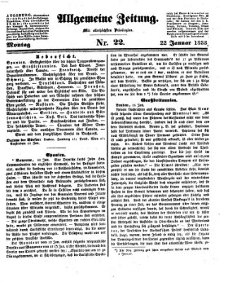 Allgemeine Zeitung Montag 22. Januar 1838