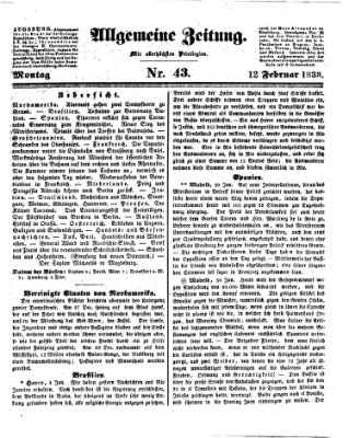 Allgemeine Zeitung Montag 12. Februar 1838