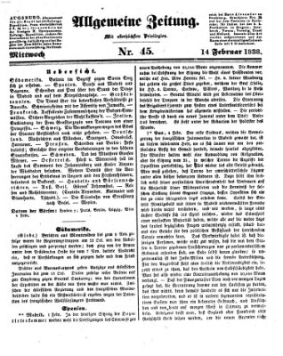 Allgemeine Zeitung Mittwoch 14. Februar 1838