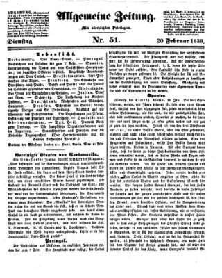 Allgemeine Zeitung Dienstag 20. Februar 1838