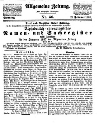 Allgemeine Zeitung Sonntag 25. Februar 1838