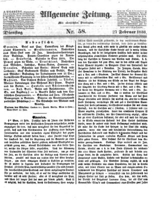 Allgemeine Zeitung Dienstag 27. Februar 1838