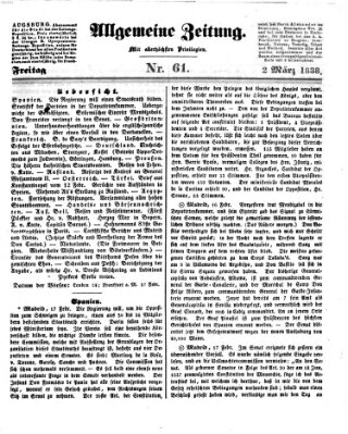 Allgemeine Zeitung Freitag 2. März 1838